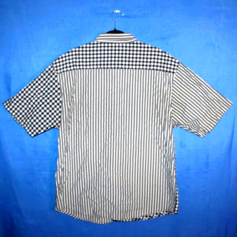 Red Ape Patchwork Button Down Shirt Blue Gray 2XL - image 11